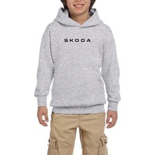 Zepplin Giyim Skoda Text Gri Çocuk Kapşonlu Sweatshirt