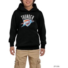 Zepplin Giyim Oklahama Thunder Logo Siyah Çocuk Kapşonlu Sweatshirt