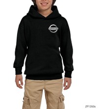Zepplin Giyim Nissan Logo Siyah Çocuk Kapşonlu Sweatshirt