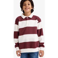 DeFacto Erkek Çocuk Polo Yaka Renk Bloklu Uzun Kollu Tişört F5751A825AU