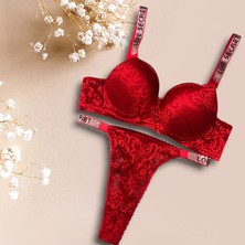 Love Secret Dantelli Taşlı Mikro Dolgulu Sütyen Takımı
