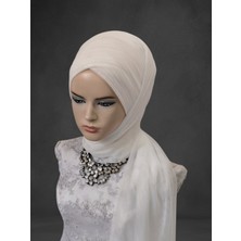 Kırık Beyaz Gelinbaşı Sarma Sevda Model Hazır Duvak Hazır Şal Hazır Türban