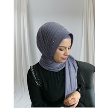 Simli Koyu Gri Nuray Model Hazır Duvak Hazır Şal Hazır Türban