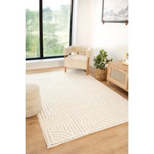 Stockholm  Polyester Yumuşak Dokulu Bukleli Dokuma Makina Halısı Oturma Odası Salon Mutfak Halısı Beyaz Yolluk