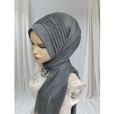 Antrasit Gri 3lu Geçiş Hazır Duvak Hazır Şal Hazır Türban