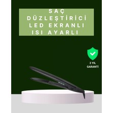 MiraLive 2025 Isı Ayarlı Titanyum Kaplama Seramik Plakalı Saç Düzleştirici Dijital Ekranlı A Kalite
