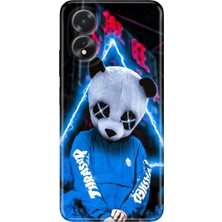 Egstech Oppo A38 Kılıf (CPH2579) Uyumlu Silikon Desenli Kalıplı Kapak Cool Panda