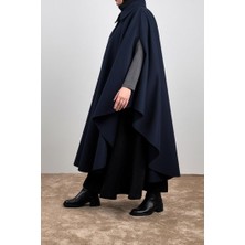 Ande Tesettür Uzun Kaşe Panço - Lacivert