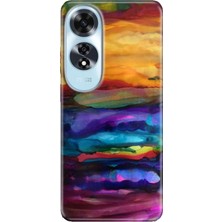 Egstech Oppo A60 Kılıf (CPH2631) Uyumlu Silikon Desenli Kalıplı Ermer Sulu Boya
