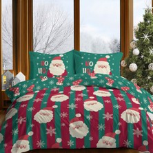 Helen George Santa Glow Noel Baba Desenli Yeni Yıl Nevresim Takımı - Çift Kişilik (Pamuk-Polyester, Gizli Fermuar)