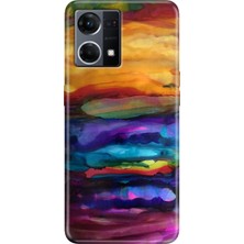 Egstech Oppo Reno 7 Kılıf (CPH2363) Desenli Silikon Kampanyalı Kapak Sulu Boya