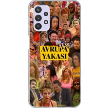 TechTree Samsung Galaxy A32 Uyumlu Avrupa Yakası Baskılı Silikon Kılıf