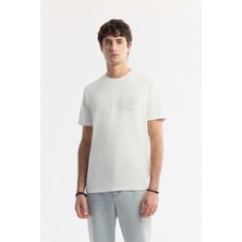 AVVA Erkek Beyaz Bisiklet Yaka Baskılı Bi-Stretch İnterlok Regular Fit T-Shirt A51Y1021