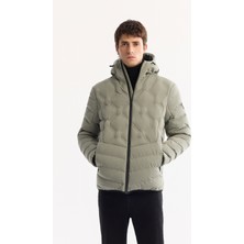 Avva Erkek Nil Yeşili Kapüşonlu Su İtici Rüzgar Geçirmez -5°C Dayanıklı Şişme Mont A52Y6075