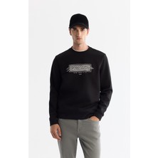 Avva Erkek Siyah Bisiklet Yaka Kolay Ütülenir Pamuklu Regular Fit Sweatshirt A42Y1270