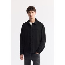 AVVA Erkek Siyah Klasik Yakalı Astarlı Regular Fit Gömlek Ceket A51Y6002