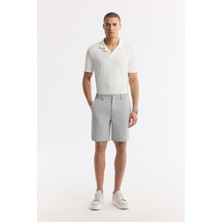 AVVA Erkek Açık Gri Yanı Lastikli Gofreli Bi-Stretch Slim Fit Chino Şort A51Y3730