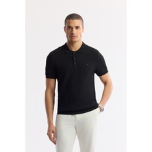 Avva Erkek Siyah Polo Yaka Viskon Karışımlı Basic Triko Regular Fit T-Shirt B005120