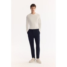 AVVA Erkek Lacivert Yanı Lastikli Bi-Stretch Hafif Çizgili Slim Fit Pantolon A52Y3204
