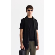 Avva Erkek Siyah Bisiklet Yaka Jakarlı Rayon Triko Regular Fit T-Shirt A42Y5008