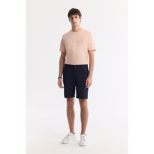 AVVA Erkek Lacivert Yanı Lastikli Gofreli Bi-Stretch Slim Fit Chino Şort A51Y3730