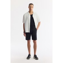 AVVA Erkek Siyah Beli Lastikli %100 Keten Relaxed Fit Şort B003732