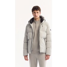 Avva Erkek Açık Gri Kapüşonlu Su İtici Rüzgar Geçirmez -5°C Dayanıklı Comfort Fit Mont B006046