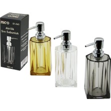 Neva Prime Uzun Kare Taban - Yvrlk Ağız - 4+4=8gen Gövde Şeffaf - Renkli Akrilik - Mika Kristal Sıvı Sabunluk 280ML (5361)