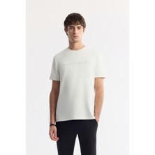 Avva Erkek Ekru Bisiklet Yaka Baskılı Bi-Stretch İnterlok Regular Fit T-Shirt A51Y1001