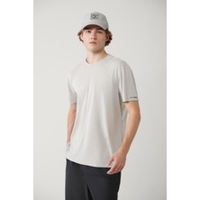 AVVA Erkek Gri Bisiklet Yaka Baskılı Soft Touch Regular Fit T-Shirt A41Y1032