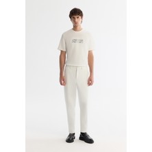 AVVA Erkek Beyaz Klasik Bel Jersey Pamuklu Carrot Fit Pantolon A42Y3061
