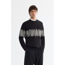 AVVA Erkek Siyah Bisiklet Yaka Sweatshirt B001203