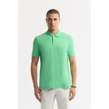 Avva Erkek Neon Yeşil Kıvrılmaz Polo Yaka %100 Pamuk Basic Regular Fit T-Shirt B001032