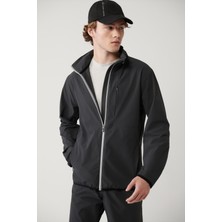 AVVA Erkek Antrasit Dik Yaka Kapüşonlu Fermuarlı Su itici Bi-Stretch Comfort Fit Mont A41Y6035