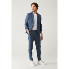 Avva Erkek Mavi Yandan Cepli Keten Karışımlı Relaxed Fit Pantolon A41Y3260