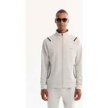 AVVA Erkek Açık Gri Dik Yaka Fermuarlı Bi-Stretch Regular Fit Sweatshirt A52Y1335