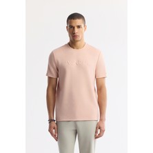 Avva Erkek Pembe Bisiklet Yaka Baskılı Basic Regular Fit T-Shirt A41Y1167