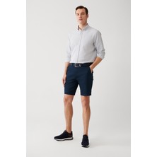 AVVA Erkek Lacivert Esnek Patara Chino Kanvas Relaxed Fit Şort B003730