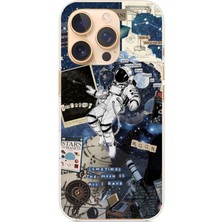 TechTree iPhone 16 Pro Uyumlu Retro Astronot Tasarımlı Baskılı Silikon Kılıf