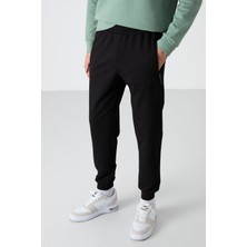 Tommy Life Siyah Fermuar Cepli Standart Kalıp Jogger Erkek Eşofman Alt - 84587