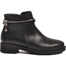 Walkway 325126 Z Siyah Cilt Kadın Fermuarlı Kaymaz Bot