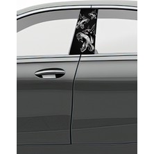 Pi Dekorasyon Araç Kapı Direk Kaplama Folyosu Desenli (Sağ Sol Takım) (2 Adet) - 22X50 cm