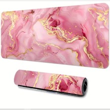 Sge Teknoloji 65X25 cm Pembe Mermer Tasarımı Kaydırmaz Taban Speed Yüzey Oyuncu Mouse Pad Gaming