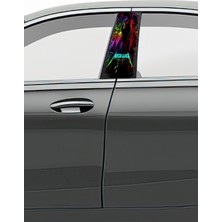 Pi Dekorasyon Araç Kapı Direk Kaplama Folyosu Desenli (Sağ Sol Takım) (2 Adet) - 22X50 cm