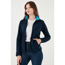 Lela Dik Yaka Fermuarlı Cepli Polar Hırka Bayan Polar 5907002
