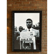 Muhammed Ali - Tarihi Kare – Inanç ve Güç Temalı Siyah-Beyaz Poster (Çerçeveli)