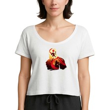 Zepplin Giyim God Of War Kratos Siluet Beyaz Kadın Tişört
