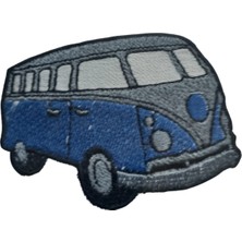 Aplike Ütü Ile Yapışan Otobüs Mavi - Gri Arma 4x2 cm