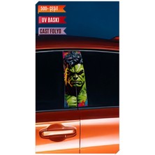 Pi Dekorasyon Araç Kapı Direk Kaplama Folyosu Hulk Desenli (Sağ Sol Takım) (2 Adet) - 22X50 cm