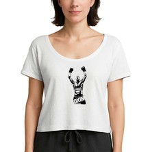 Zepplin Giyim Boxing Fighter Silhouette Beyaz Kadın Tişört